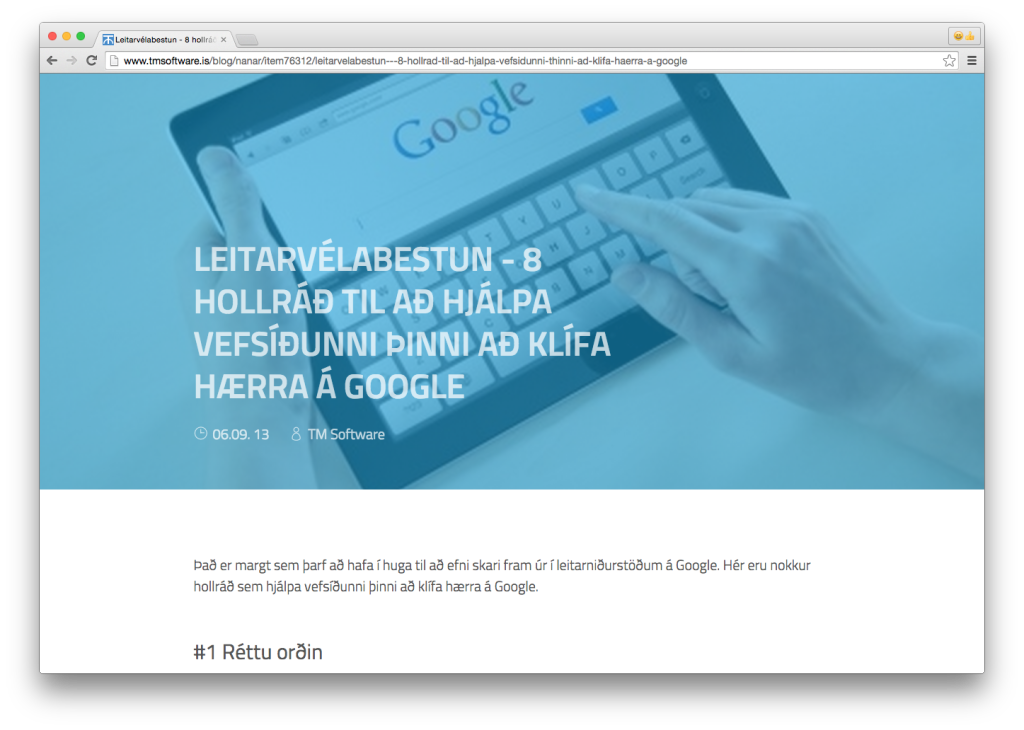 Article: Leitarvélabestun - 8 hollráð til að hjálpa vefsíðunni þinni að klífa hærra á Google - Part 1
