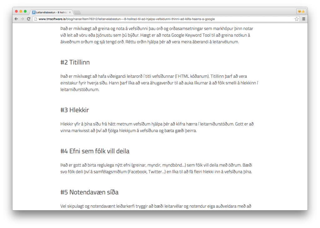 Article: Leitarvélabestun - 8 hollráð til að hjálpa vefsíðunni þinni að klífa hærra á Google - Part 2