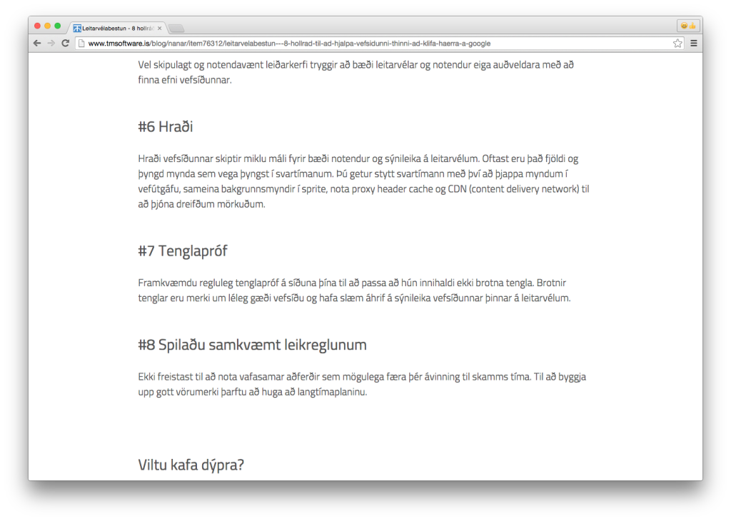 Article: Leitarvélabestun - 8 hollráð til að hjálpa vefsíðunni þinni að klífa hærra á Google - Part 3