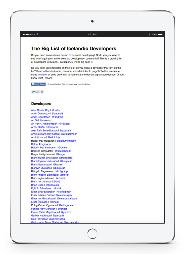 The Big List of Icelandic Developers