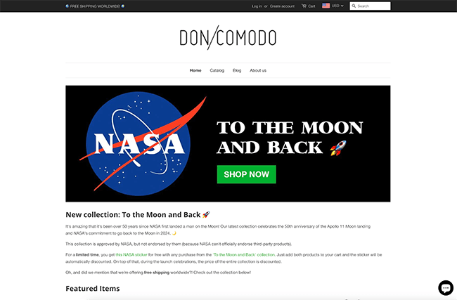 Screenshot of the Don Comodo website